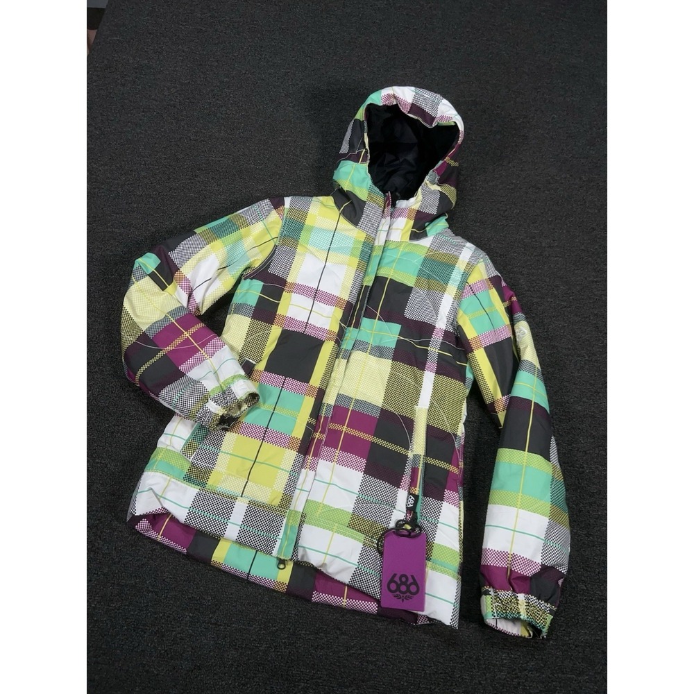 686 Mannual Count Polyquilt Jacket Women's Small Sherbert Plaid‎ Infidry Ski